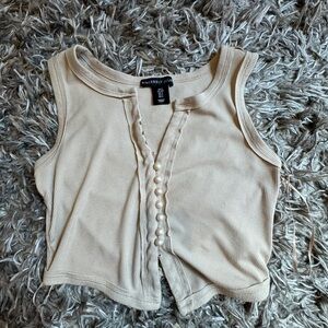Sincerely Jules Beige Button-Front Tank Top